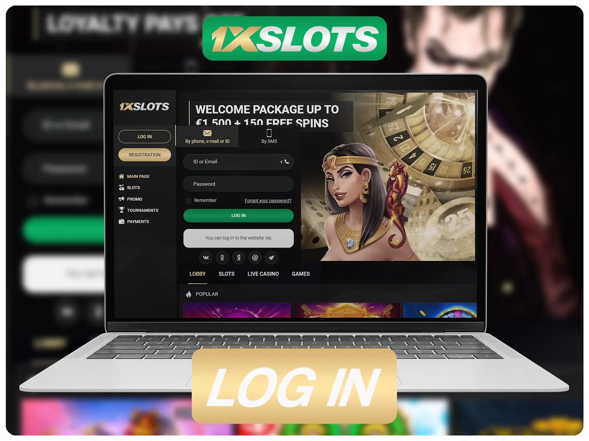 1xSlots giriş bilgilerinizi kullanarak giriş yapın.