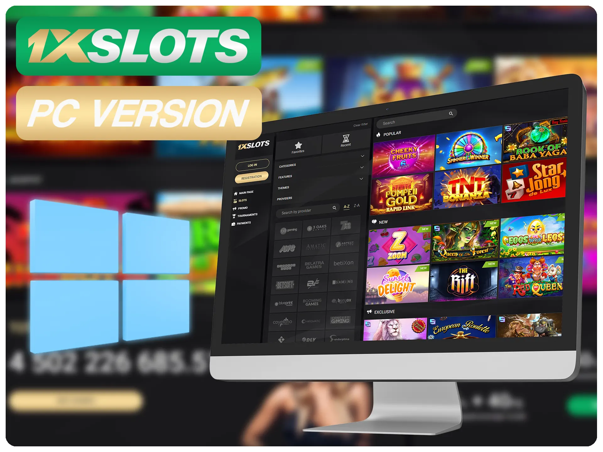 1xSlots web sitesinin PC sürümünü herhangi bir bilgisayarda kullanın.