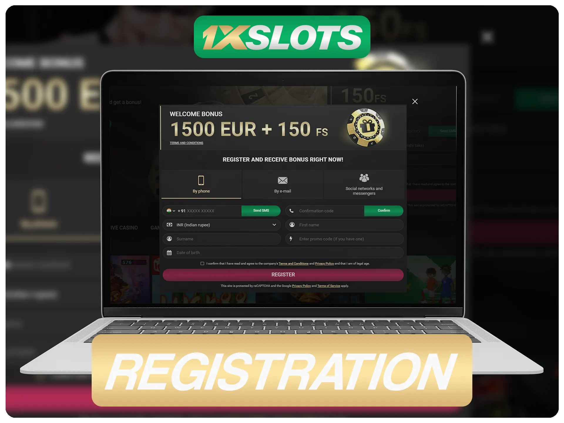 Özel sayfadan yeni bir 1xSlots hesabı oluşturun.